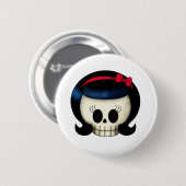 De schedel van Rockabilly Girl Ronde Button 5,7 Cm (Voorkant /achterkant)