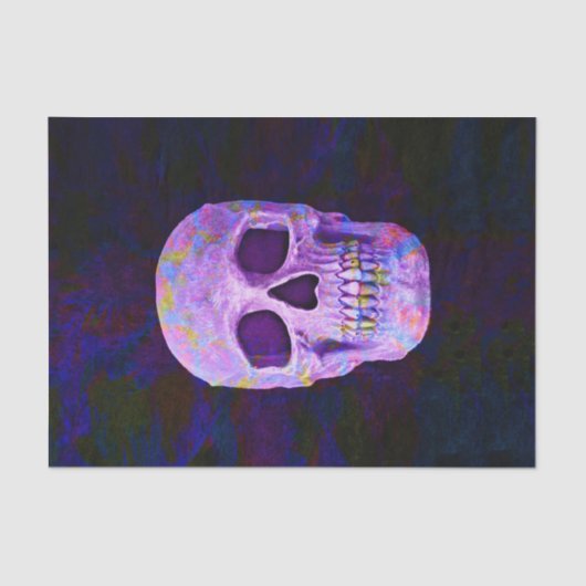 De schedeldag van de dode Paarse blauwe neongothie Tissuepapier (Voorkant)