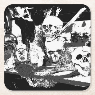 De Schedels Hebben Het - Halloween Design Vierkante Kartonnen Onderzetter