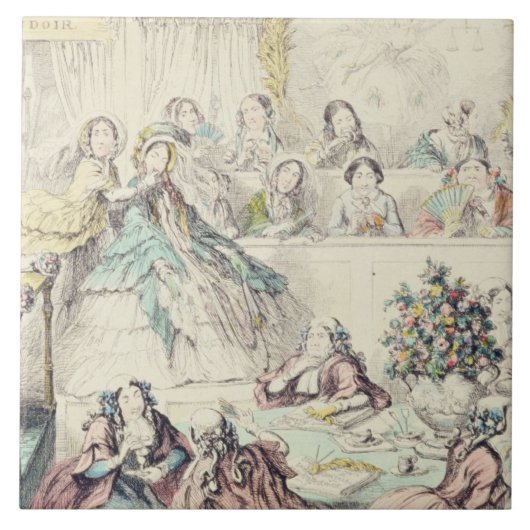 De schending van belofte - cartoon handgekleurde e tegeltje (Voorkant)