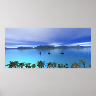 De schepen op de baai poster