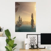 De schepen op het zee | AI Art Poster (Thuiskantoor)
