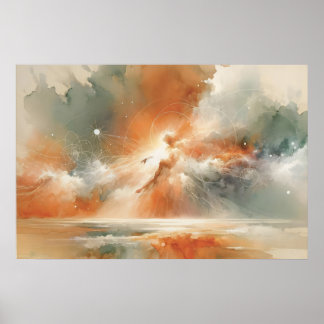 De schepping minimalistische aquarel Bijbelse scèn Poster