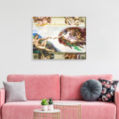 De schepping van Adam | Michelangelo | Canvas Afdruk (Insitu (Woonkamer))