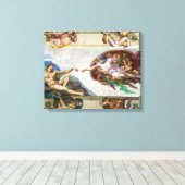 De schepping van Adam | Michelangelo | Canvas Afdruk (Insitu (Houten vloer))
