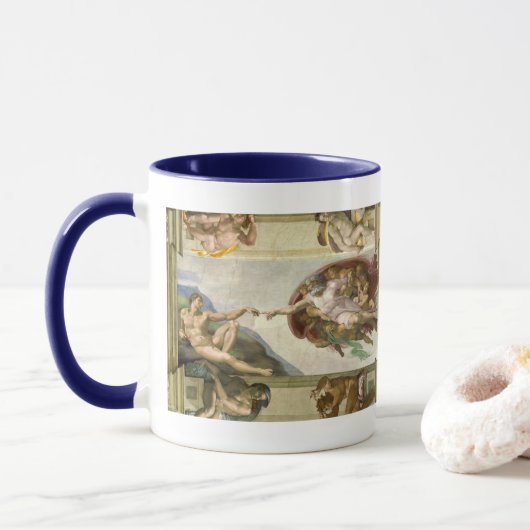 De schepping van de mens door Michelangelo (Schepp Mok (Met donut)