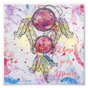 De schets Dreamcatcher "Jacht van de waterverf uw Foto Afdruk