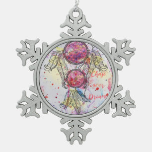 De schets Dreamcatcher "Jacht van de waterverf uw Tin Sneeuwvlok Ornament