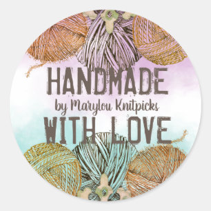 De schets van het garen het breien haakt de ronde sticker