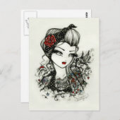 De Schets van het Meisje van het Tattoo van Briefkaart (Voorkant / Achterkant)