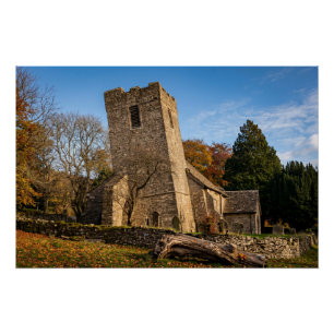 De scheve kerk van St Martin in Cwmyoy, Wales Perfect Poster