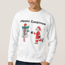 De schijf is een lelijk kerstshirt met de golfstok