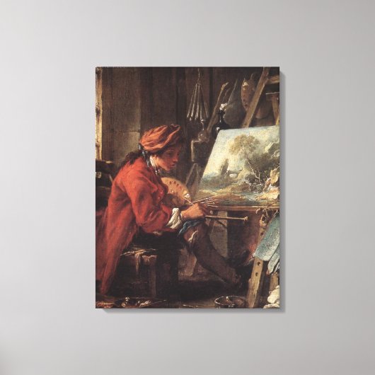 De schilder in zijn atelier (door François Boucher Canvas Afdruk (Voorkant)