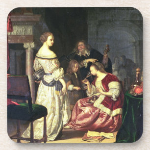 De schilder met zijn familie, 1675 (olie op het pa drankjes onderzetter