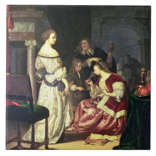 De schilder met zijn familie, 1675 (olie op het pa tegeltje