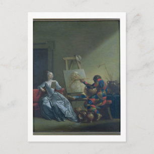 De schilder van de Harlekijn, c.1742 (olie op Briefkaart