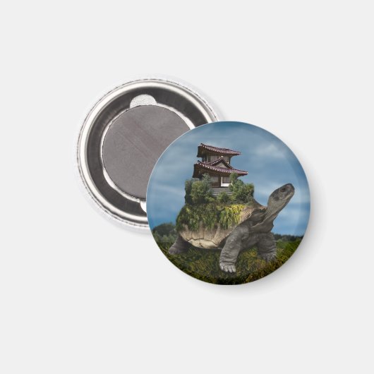 De schildpad bewegende tempel magneet (Voorkant / Achterkant)