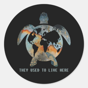 De schildpadden die ze hier leefden, schildpadden ronde sticker