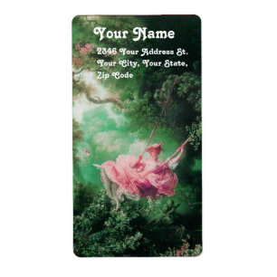 DE SCHOMMEL  groen roze fuchsia Etiket