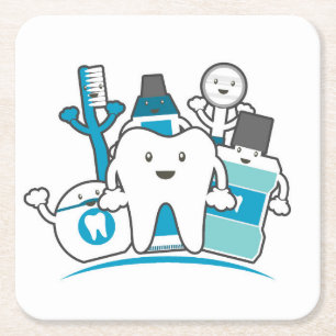 De Schone Teeth Gang Vierkante Kartonnen Onderzetter