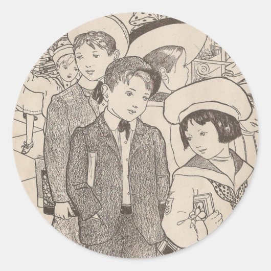 De school is uit voor de dag ronde sticker (Voorkant)