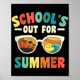 De school is uit voor de zomer voor groovy student poster