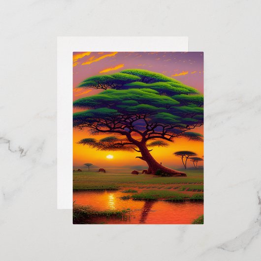 De schoonheid van het Afrikaanse landschap Folie Feestdagen Briefkaart (Voorkant / Achterkant)