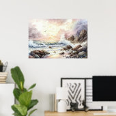 De schoonheid van het Zee op de Zonnevaste Waterve Poster (Thuiskantoor)
