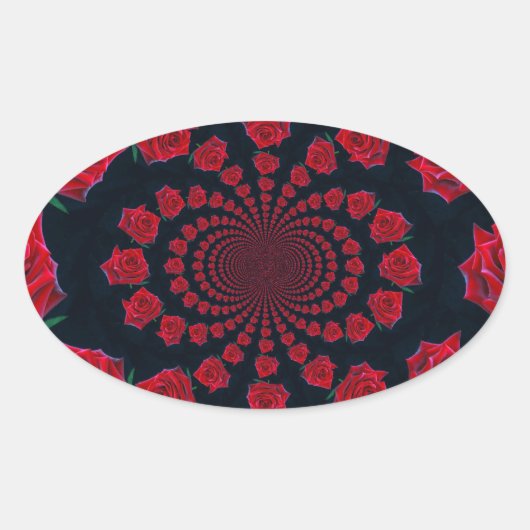 De schoonheid van Rozen: Floral Fantasy Ovale Sticker (Voorkant)