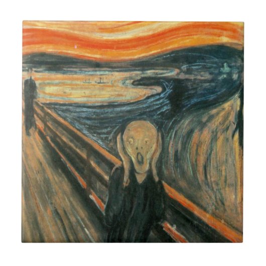 De schreeuw Edvard Munch moderne expressionistisch Tegeltje (Voorkant)