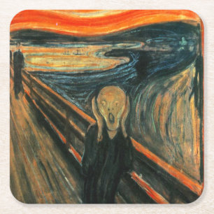 De schreeuw Edvard Munch moderne expressionistisch Vierkante Kartonnen Onderzetter