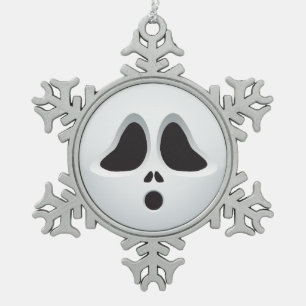 De schreeuw Halloween Emoji Tin Sneeuwvlok Ornament