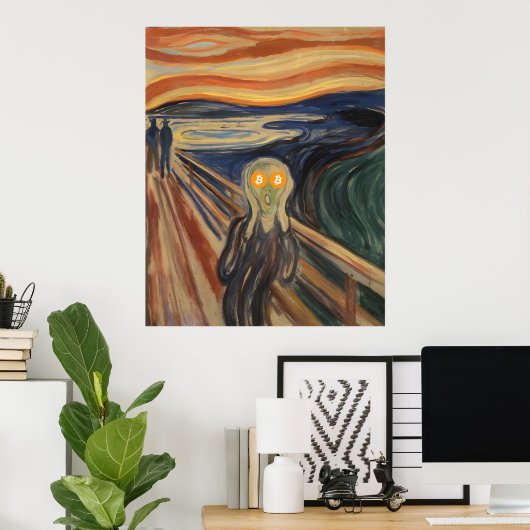De schreeuw van Bitcoin (Munch) Poster (Thuiskantoor)