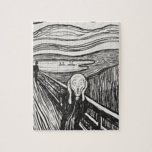 De Schreeuw van Edvard Munch Zwart en Wit Legpuzzel (Verticaal)