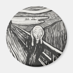 De Schreeuw van Edvard Munch Zwart en Wit Magneet