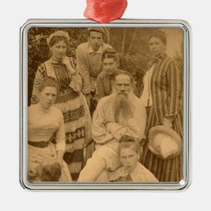 De schrijver Leo Tolstoy met zijn familie Metalen Ornament
