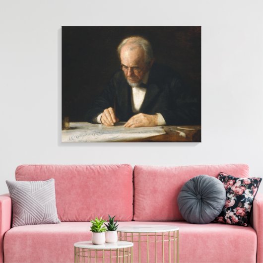 De schrijver van Thomas Eakins Canvas Afdruk (Insitu (Woonkamer))