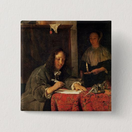 De schrijver vierkante button 5,1 cm (Voorkant)