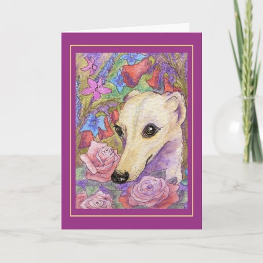 De schuwe Whippet van de Bloem Kaart (Voorkant)