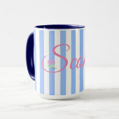 De Sconset Blue Stripe Mok (Voorkant links)