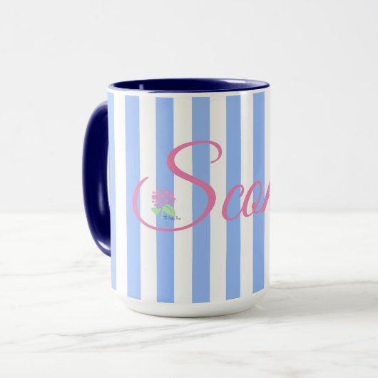 De Sconset Blue Stripe Mok (Voorkant links)