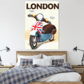 De scooter Union jack van Londen reisposter. Canvas Afdruk (Insitu (Slaapkamer))