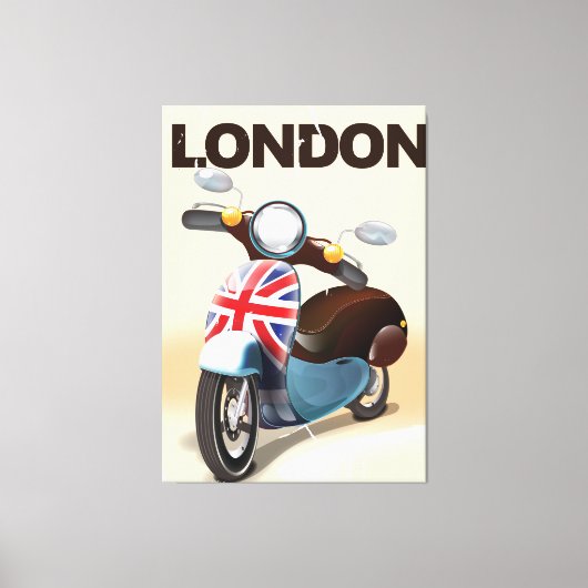 De scooter Union jack van Londen reisposter. Canvas Afdruk (Voorkant)