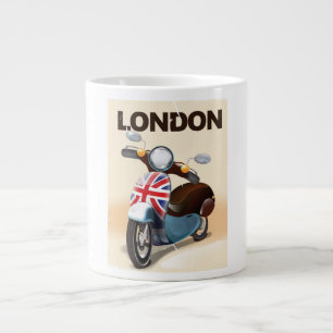 De  scooter Union jack van Londen reisposter. Grote Koffiekop