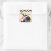 De scooter Union jack van Londen reisposter. Vierkante Sticker (Tas)