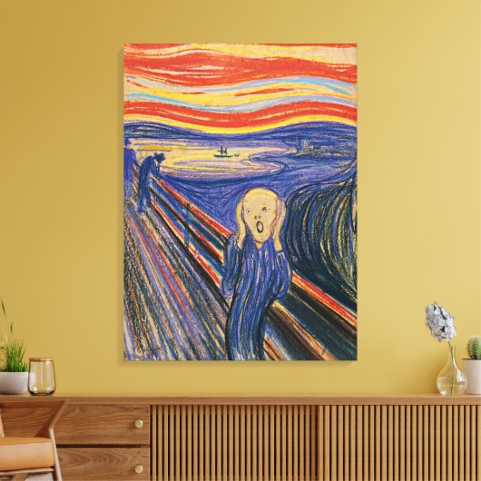 De Scream Edvard Munch (pastel 1895) Hoge kwalitei Canvas Afdruk (Insitu (Woonkamer))