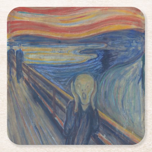 De Scream, Edvard Munch Vierkante Kartonnen Onderzetter (Voorkant)
