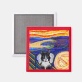 De Scream, FIne Art van Munch, Parody Cat Art Magneet (Voorkant / Achterkant)