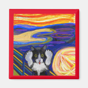 De Scream, FIne Art van Munch, Parody Cat Art Magneet