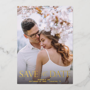 De Script V Modern 2 Foto Save the Date Folie Uitnodiging